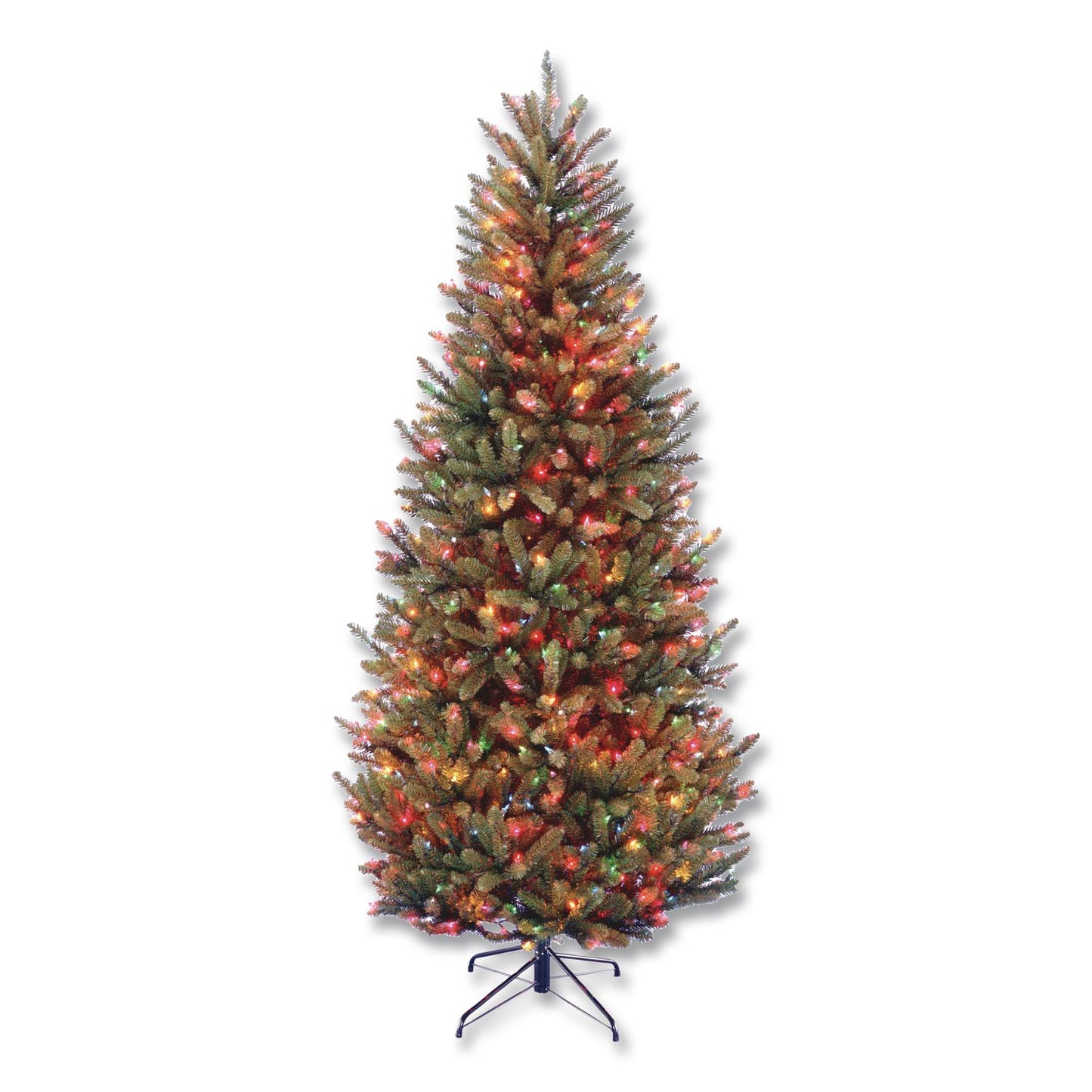 National Tree Company® Pre-Lit Natural Fraser Fir Slim Tree, 40" x 40" x 78", Green Tree, Green Tree Stand (NTTNAFFSLH165RL)