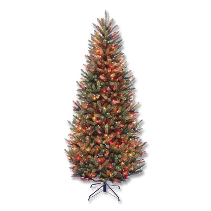 National Tree Company® Pre-Lit Natural Fraser Fir Slim Tree, 40" x 40" x 78", Green Tree, Green Tree Stand (NTTNAFFSLH165RL)