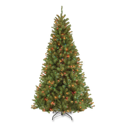 National Tree Company® Pre-Lit North Valley Spruce Tree, 42" x 42" x 78", Green Tree, Green Tree Stand (NTTNRV730165)