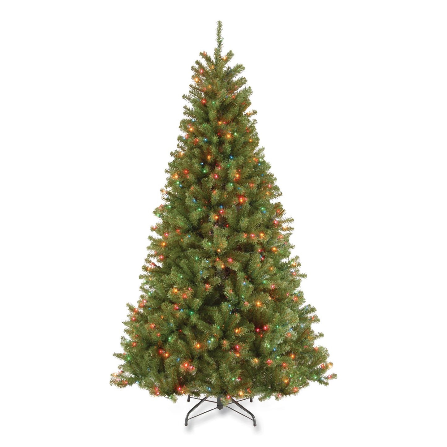 National Tree Company® Pre-Lit North Valley Spruce Tree, 47" x 47" x 84", Green Tree, Green Tree Stand (NTTNRV730170)