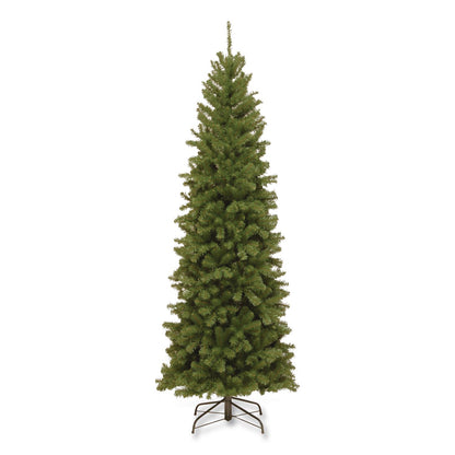 National Tree Company® North Valley Spruce Pencil Slim Tree, 32" x 32" x 90", Green Tree, Green Tree Stand (NTTNRV750575)