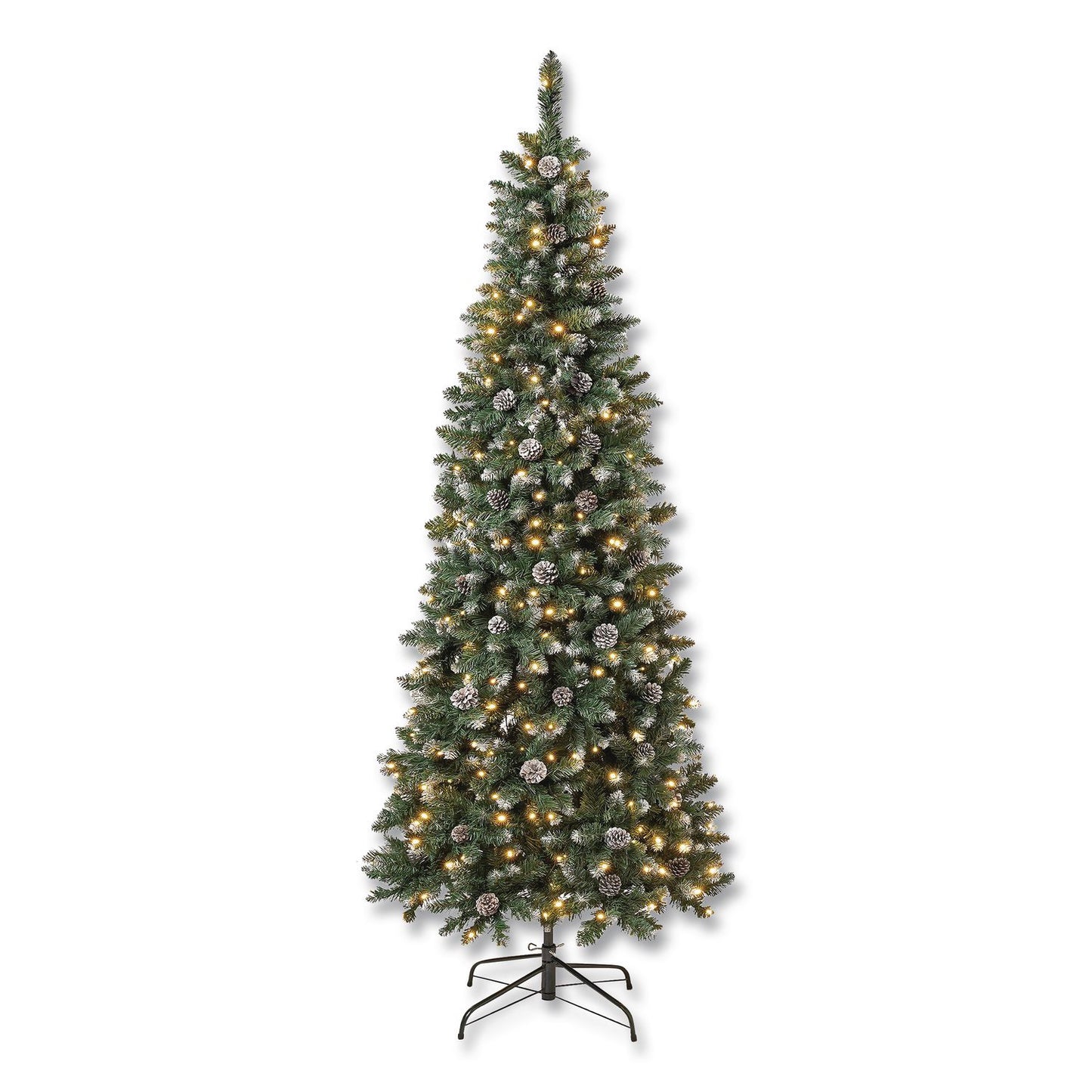 National Tree Company® Pre-Lit Oakley Hills Slim Tree, 31" x 31" x 90", Green Tree, Green Tree Stand (NTTOAK8304L75)