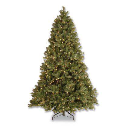 National Tree Company® Pre-Lit Downswept Douglas Fir Tree, 59" x 59" x 90", Green Tree, Green Tree Stand (NTTPEDD131275)