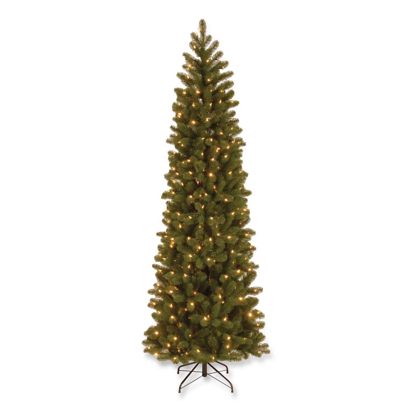 National Tree Company® Pre-Lit Downswept Douglas Fir Pencil Slim Tree, 30" x 30" x 78", Green Tree, Green Tree Stand (NTTPEDD439265)