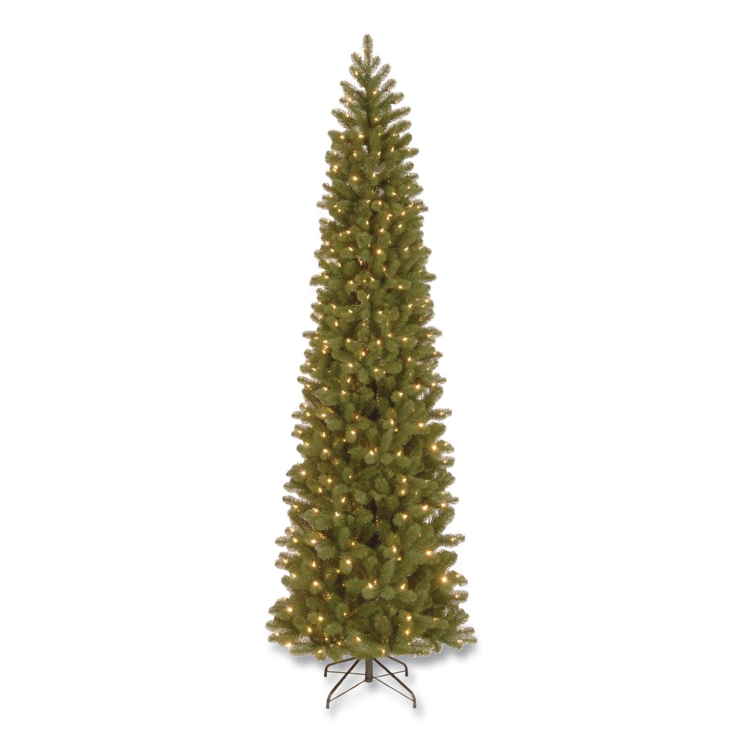 National Tree Company® Pre-Lit Downswept Douglas Fir Pencil Slim Tree, 35" x 35" x 108", Green Tree, Green Tree Stand (NTTPEDD439290)