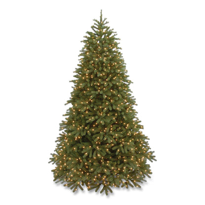 National Tree Company® Pre-Lit Jersey Fraser Fir Medium Tree, 56" x 56" x 90", Green Tree, Green Tree Stand (NTTPEJF130275)