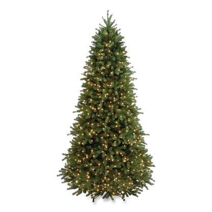 National Tree Company® Pre-Lit Jersey Fraser Fir Slim Tree, 43" x 43" x 78", Green Tree, Green Tree Stand (NTTPEJF130465)