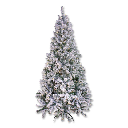 National Tree Company® Pre-Lit Snowy Mixed Pine Tree, 44" x 44" x 78", Green Tree, Green Tree Stand (NTTPEMX230265F)