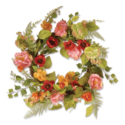 National Tree Company® Spring Wreath, 22" Diameter x 3" h, Green/Pink/Red/Yellow (NTTRAS1503261)
