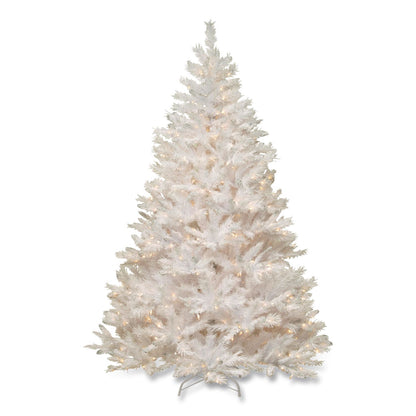 National Tree Company® Pre-Lit Winchester Pine Tree, 52" x 52" x 78", White Tree, White Tree Stand (NTTWCHW730065)