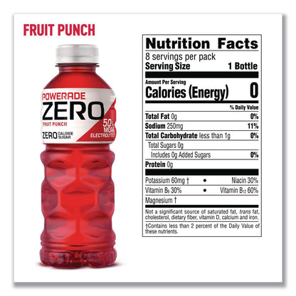 POWERADE® Zero Sports Drink, Assorted Flavors, 20 oz, 24/Carton (GRR22002679)