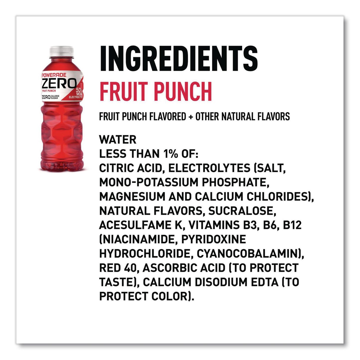POWERADE® Zero Sports Drink, Assorted Flavors, 20 oz, 24/Carton (GRR22002679)