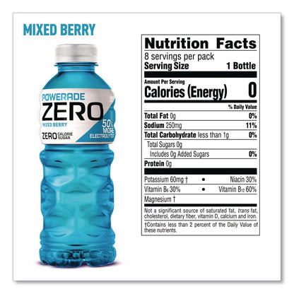 POWERADE® Zero Sports Drink, Assorted Flavors, 20 oz, 24/Carton (GRR22002679)