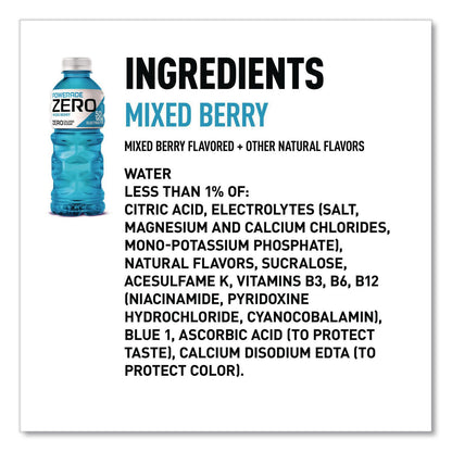 POWERADE® Zero Sports Drink, Assorted Flavors, 20 oz, 24/Carton (GRR22002679)