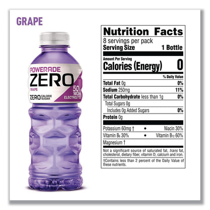 POWERADE® Zero Sports Drink, Assorted Flavors, 20 oz, 24/Carton (GRR22002679)