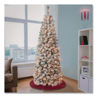National Tree Company® Pre-Lit Acacia Flocked Slim Tree, 24" x 24" x 70.8", Green Tree, Green Tree Stand (NTTAC10030460F)