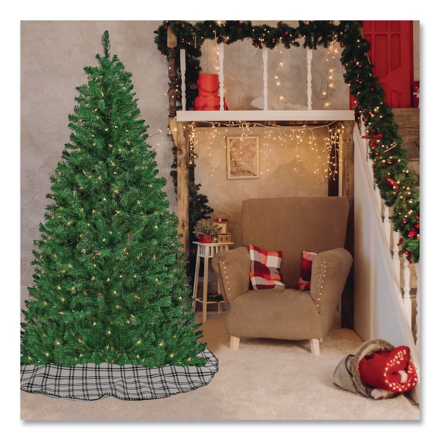 National Tree Company® Pre-Lit Acacia Tree, 37" x 37" x 70.8", Green Tree, Green Tree Stand (NTTAC10030860)