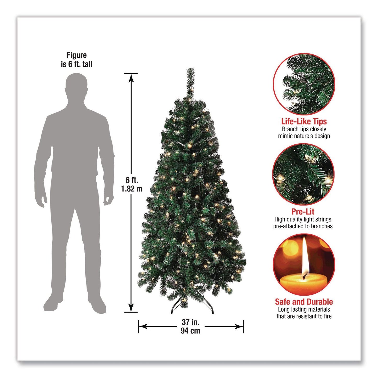 National Tree Company® Pre-Lit Acacia Tree, 37" x 37" x 70.8", Green Tree, Green Tree Stand (NTTAC10030860)