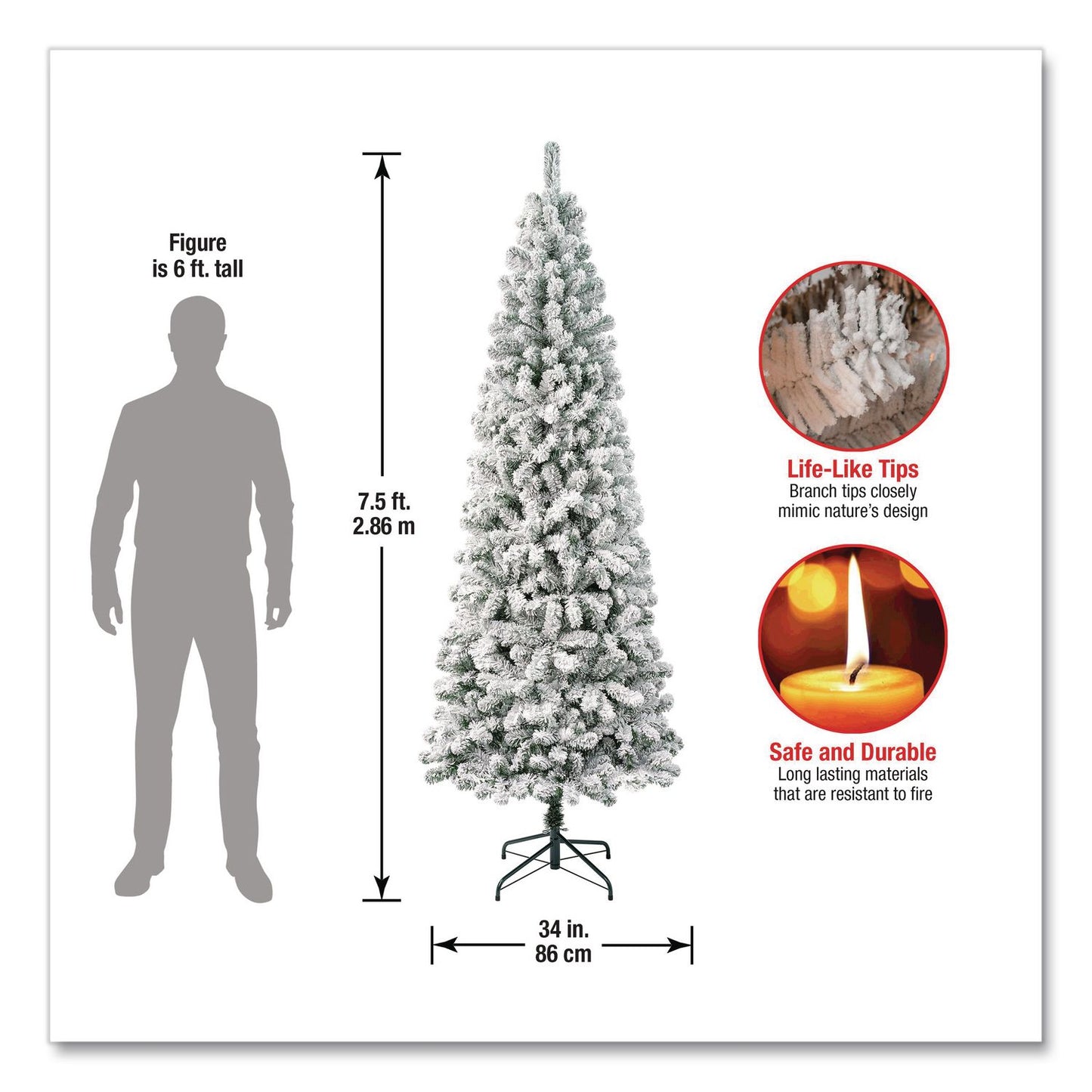 National Tree Company® Acacia Medium Flocked Tree, 34" x 34" x 88.5" Green Tree, Green Tree Stand (NTTAC10050275F)
