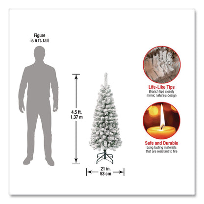 National Tree Company® Acacia Pencil Slim Flocked Tree, 21" x 21" x 53.1", Green Tree, Green Tree Stand (NTTAC10050445F)