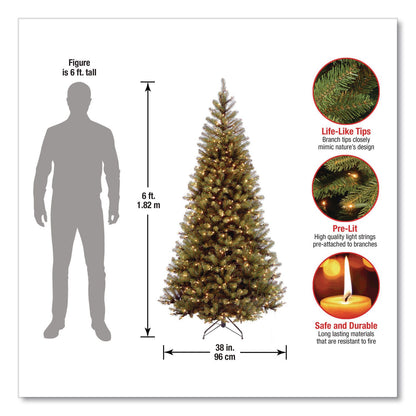 National Tree Company® Pre-Lit Aspen Spruce Slim Tree, 38" x 38" x 72", Green Tree, Green Tree Stand (NTTAP730060)