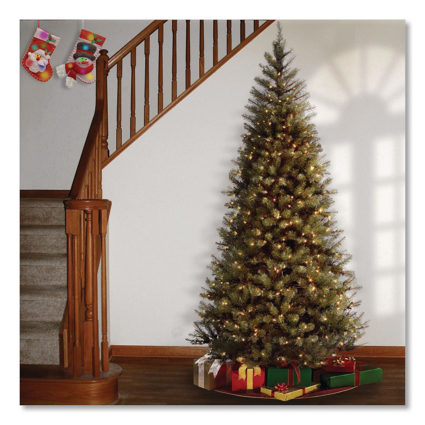 National Tree Company® Pre-Lit Aspen Spruce Slim Tree, 42" x 42" x 78", Green Tree, Green Tree Stand (NTTAP730065)
