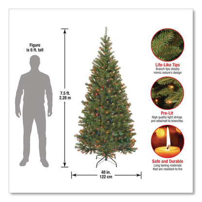 National Tree Company® Pre-Lit Aspen Spruce Slim Tree, 48" x 48" x 90", Green Tree, Green Tree Stand (NTTAP730175)