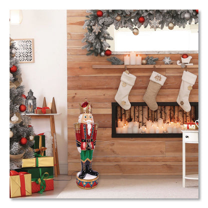 National Tree Company® Nutcracker Christmas Decor, AC Powered, Blue/Green/Red/Yellow LED Lights, 10" x 11.37" x 36.5", Red (NTTBG18492AR1)