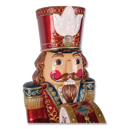National Tree Company® Animated Nutcracker, AC Powered, Blue/Green/Red/Yellow LED Lights, 22.25" x 18" x 58.5", Red (NTTBG20587A)