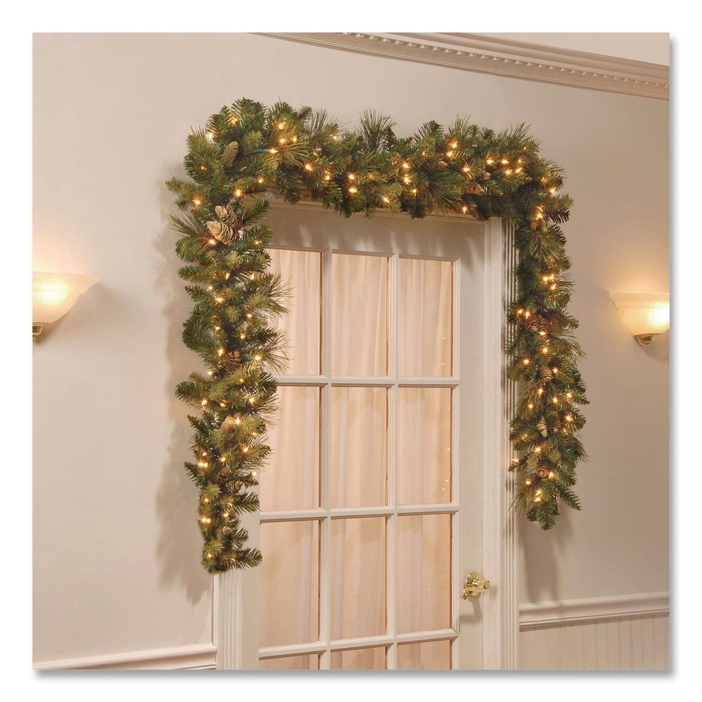 National Tree Company® Pre-Lit Carolina Pine Garland, AC Powered, Clear Incandescent Lights, 108" Long, Green (NTTCAP33069A1)