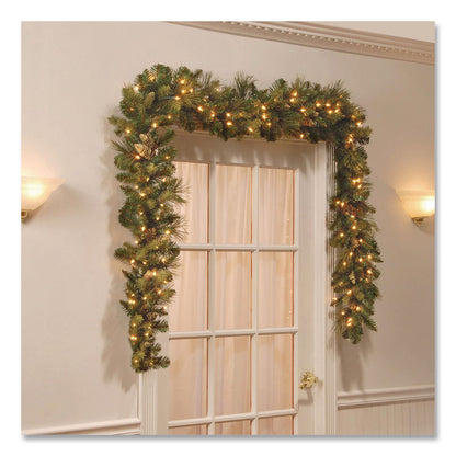 National Tree Company® Pre-Lit Carolina Pine Garland, AC Powered, Clear Incandescent Lights, 108" Long, Green (NTTCAP33069A1)
