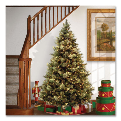 National Tree Company® Pre-Lit Carolina Pine Tree, 55" x 55" x 78", Green Tree, Green Tree Stand (NTTCAP330665)