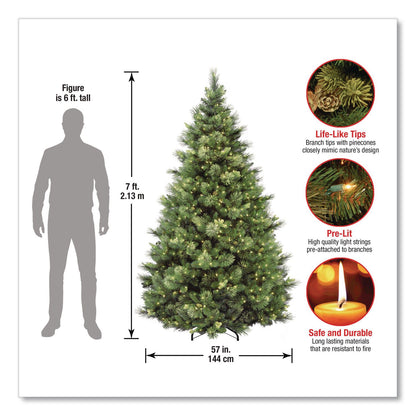 National Tree Company® Pre-Lit Carolina Pine Tree, 58" x 58" x 84", Green Tree, Green Tree Stand (NTTCAP330670)