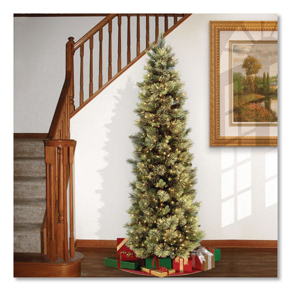 National Tree Company® Pre-Lit Carolina Pine Slim Tree, 29" x 29" x 78", Green Tree, Green Tree Stand (NTTCAP333065)
