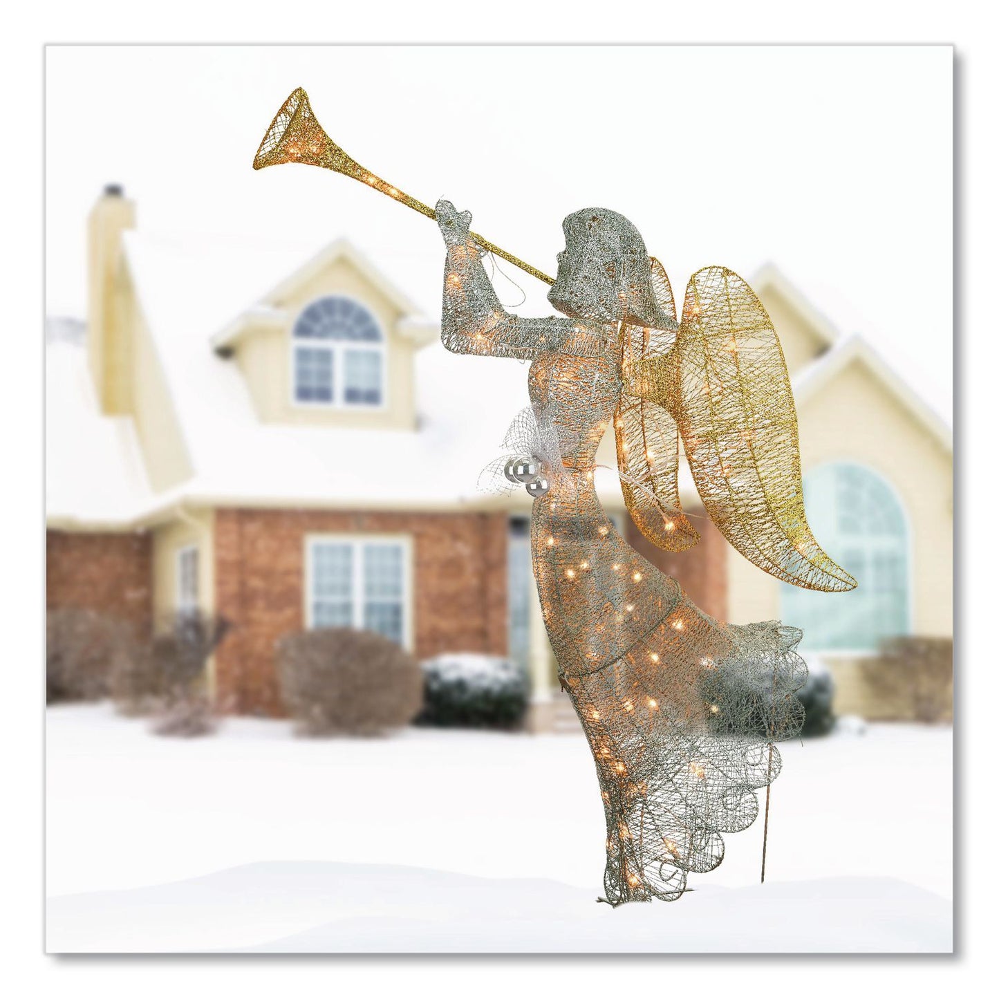 National Tree Company® Silver Angel Decor, AC Powered, Cool White LED Lights, 24" x 30 "x 48", Silver (NTTDF070005U)
