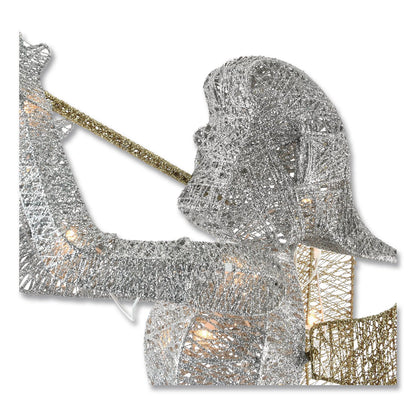 National Tree Company® Silver Angel Decor, AC Powered, Cool White LED Lights, 24" x 30 "x 48", Silver (NTTDF070005U)