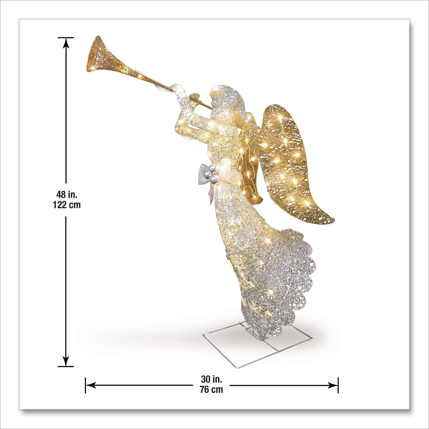 National Tree Company® Silver Angel Decor, AC Powered, Cool White LED Lights, 24" x 30 "x 48", Silver (NTTDF070005U)