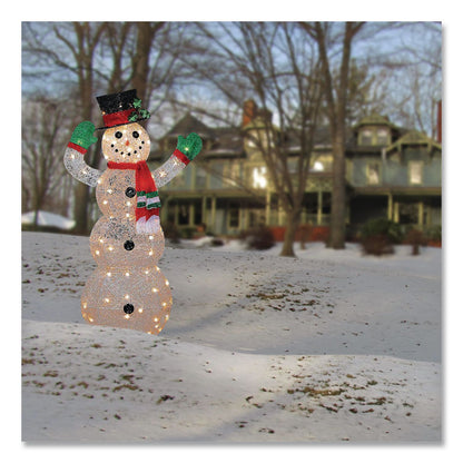 National Tree Company® Snowman Decoration, AC Powered, Cool White LED Lights, 13.5" x 27.5" x 48", White (NTTDF070114C)
