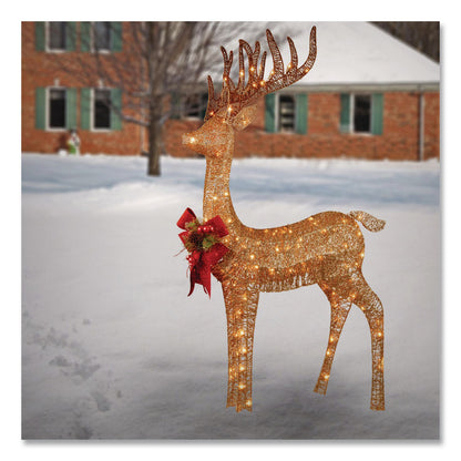 National Tree Company® Pre-Lit Standing Reindeer, AC Powered, Warm White LED Lights, 20.5" x 27" x 48", Champagne (NTTDF105010U)
