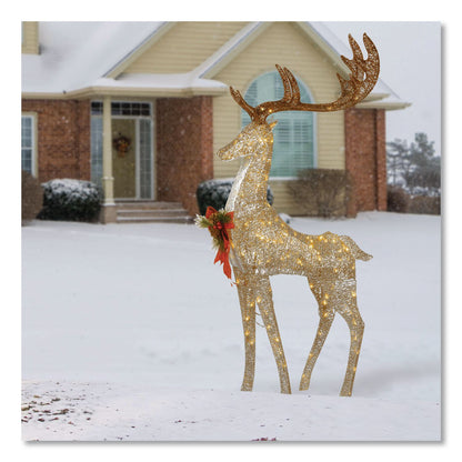 National Tree Company® Pre-Lit Crystal Champagne Standing Buck, AC Powered, Warm White LED Lights, 9" x 26" x 55", Assorted Colors (NTTDF120005U)