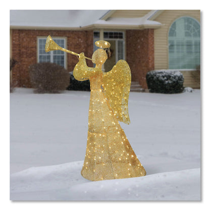 National Tree Company® Champagne Angel Decoration, AC Powered, Warm White LED Lights, 18" x 33" x 60", Champagne (NTTDF210004C)