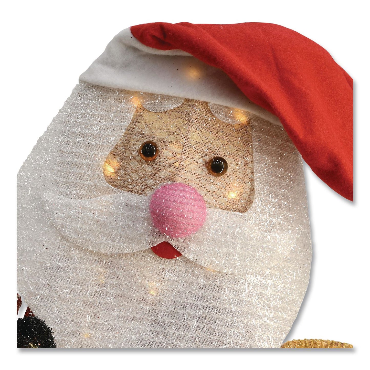 National Tree Company® Santa and Reindeer, AC Powered, Warm White LED Lights, 11.25" x 30.75" x 33.5", Champagne (NTTDF245001C)