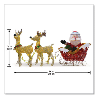 National Tree Company® Santa and Reindeer, AC Powered, Warm White LED Lights, 11.25" x 30.75" x 33.5", Champagne (NTTDF245001C)