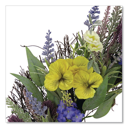 National Tree Company® Pansy and Lavender Wreath, 22" Diameter x 4.5" h, Yellow (NTTDL8765F22224)