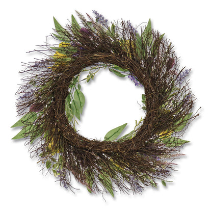 National Tree Company® Pansy and Lavender Wreath, 22" Diameter x 4.5" h, Yellow (NTTDL8765F22224)