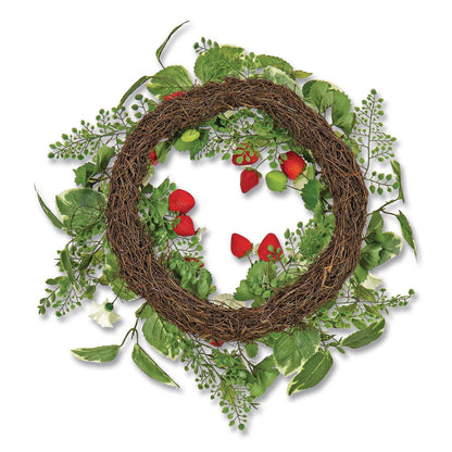 National Tree Company® Petunia and Strawberry Wreath, 22" Diameter x 5"h, White (NTTDS69S21G9324)