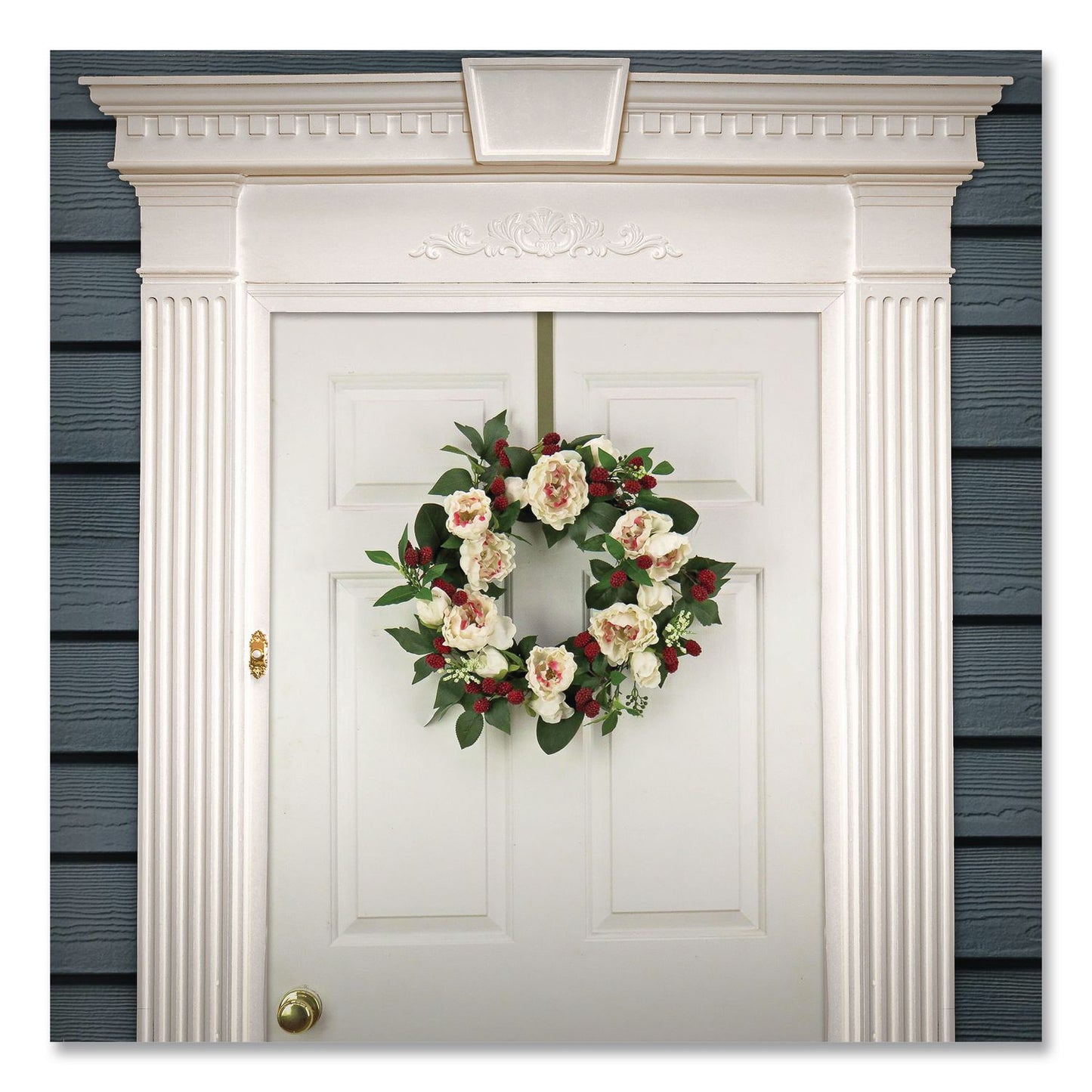 National Tree Company® Peony and Raspberry Wreath, 22" Diameter x 5"h, Beige (NTTDS69S21G9435)