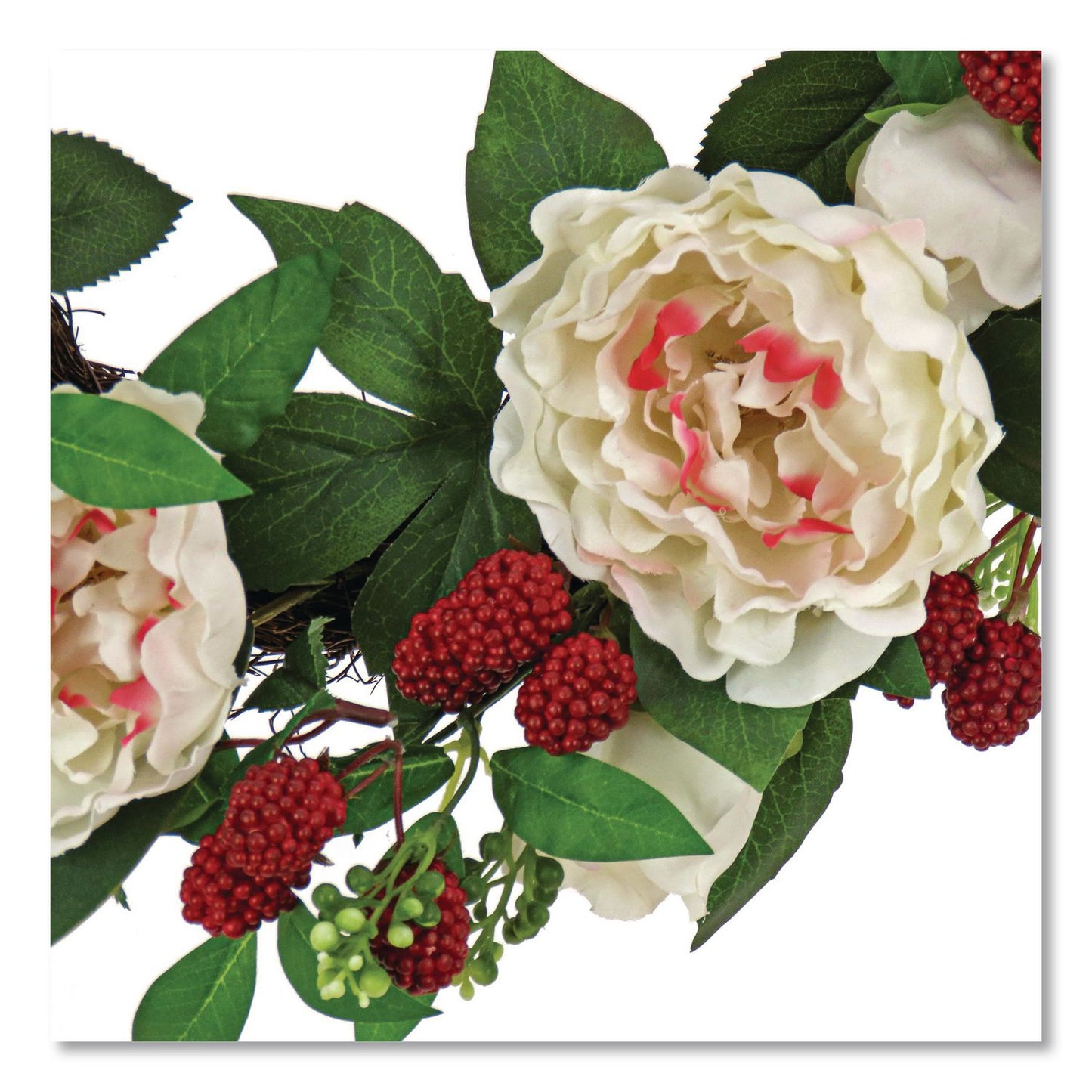 National Tree Company® Peony and Raspberry Wreath, 22" Diameter x 5"h, Beige (NTTDS69S21G9435)