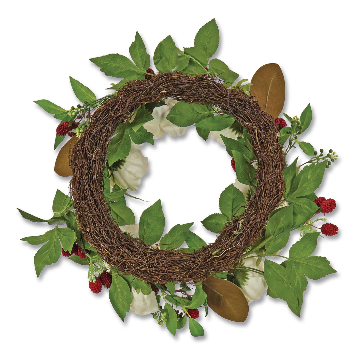 National Tree Company® Peony and Raspberry Wreath, 22" Diameter x 5"h, Beige (NTTDS69S21G9435)