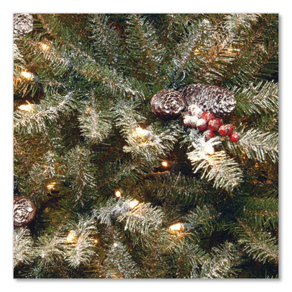 National Tree Company® Pre-Lit Dunhill Fir Snowy Tree, 59" x 59" x 90", Green Tree, Green Tree Stand (NTTDUF30075)